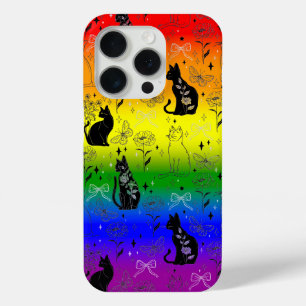 Rainbow LGBTQ Pride Black Cat - Mystical Witchy iPhone 15 Pro Case