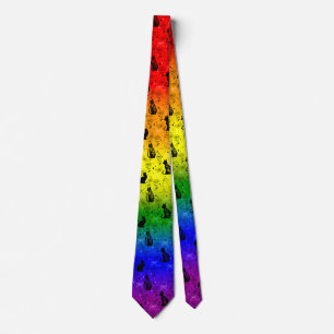 Rainbow LGBTQ Pride Black Cat - Mystical Witchy Tie