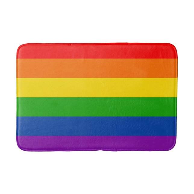 Rainbow LGBTQ+ Pride Flag, Gay Pride Colours Bath Mat (Front)