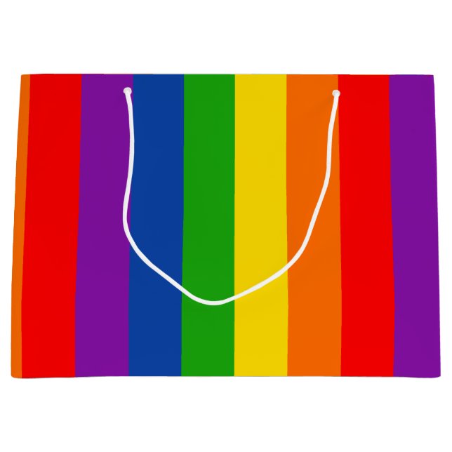 Rainbow LGBTQ+ Pride Flag, Gay Pride Colours Large Gift Bag (Front)
