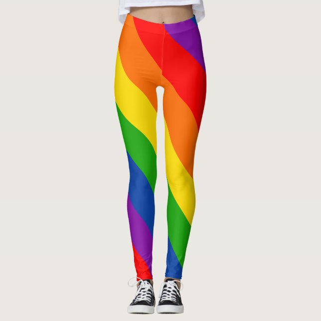 Rainbow LGBTQ+ Pride Flag, Gay Pride Colours Leggings (Front)