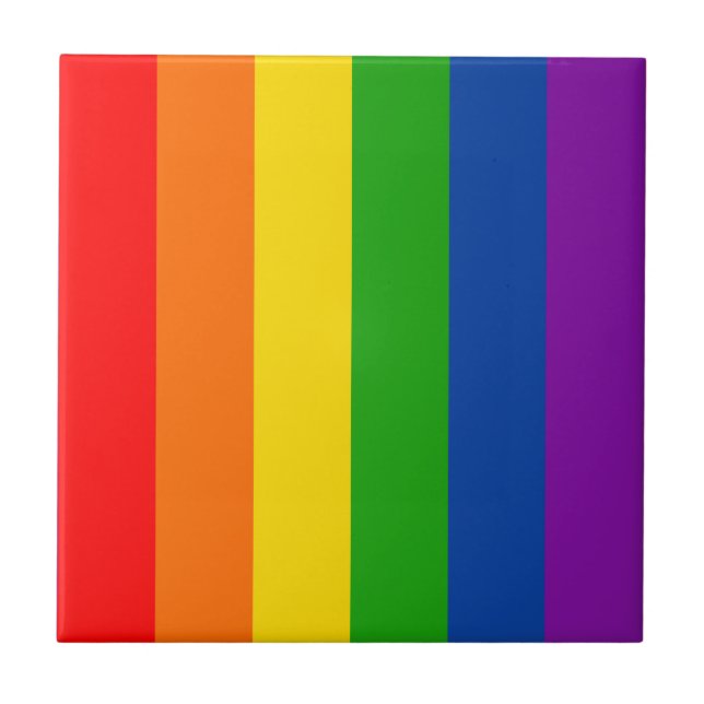 Rainbow LGBTQ+ Pride Flag, Gay Pride Colours Tile (Front)