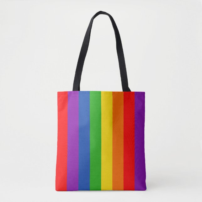 Rainbow LGBTQ+ Pride Flag, Gay Pride Colours Tote Bag (Front)