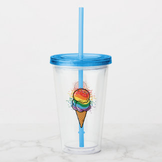Rainbow LGBTQ+ Pride Ice Cream Acrylic Tumbler