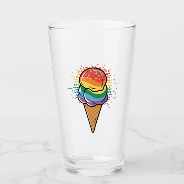 Rainbow LGBTQ+ Pride Ice Cream Glass (Front)
