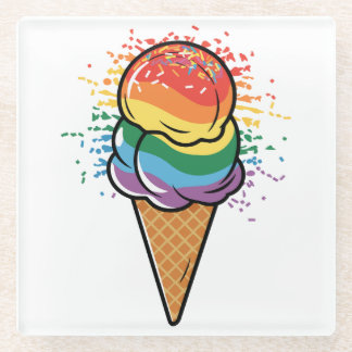 Rainbow LGBTQ+ Pride Ice Cream Glass Coaster