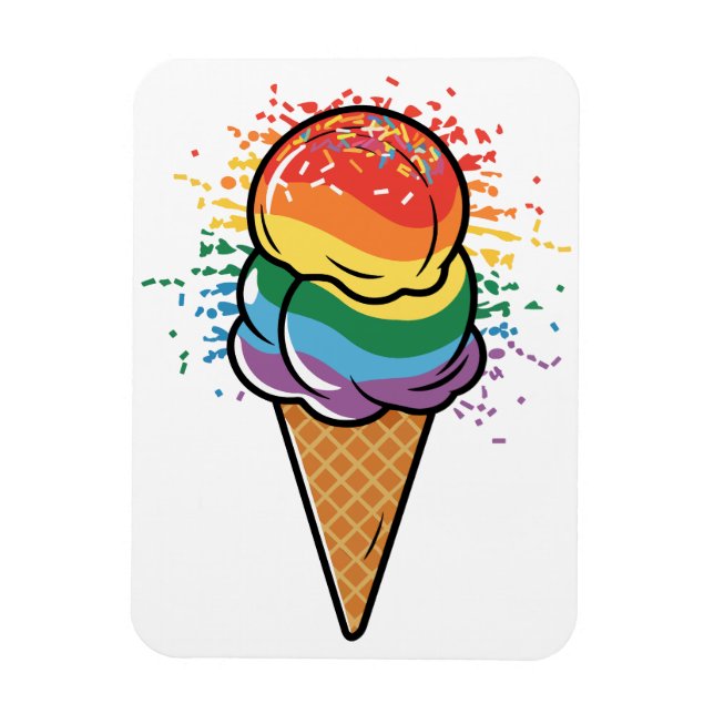 Rainbow LGBTQ+ Pride Ice Cream Magnet (Vertical)