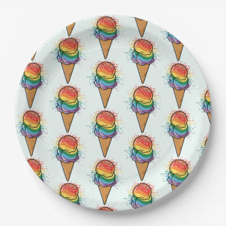 Rainbow LGBTQ+ Pride Ice Cream Paper Plate