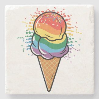 Rainbow LGBTQ+ Pride Ice Cream Stone Coaster