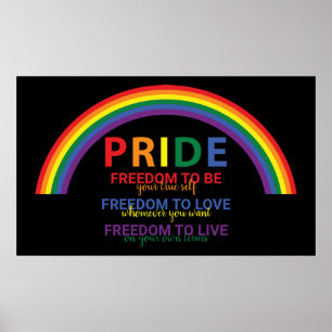 Rainbow LGBTQ Pride is Freedom Gay Rights Poster