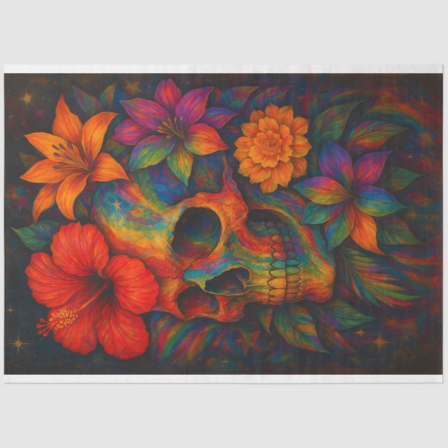 Rainbow LGBTQ Pride Skull Decoupage Paper (Front)