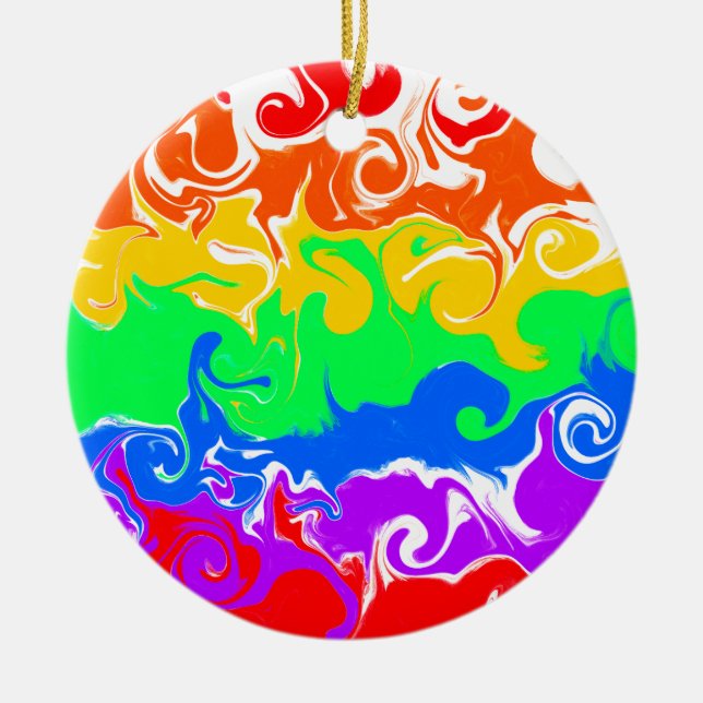 Rainbow LGBTQIA+ Christmas Ceramic Tree Decoration (Front)