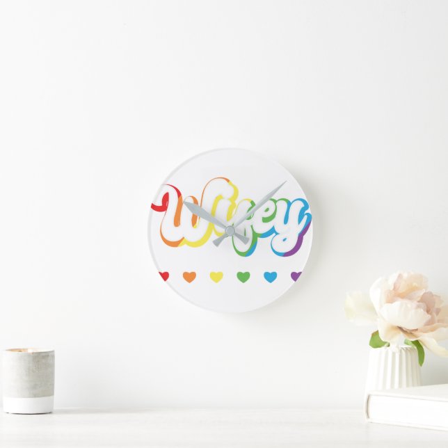 Rainbow LGBTQIA Lesbian Gay Support Round Clock (Home)