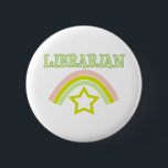 Rainbow Librarian 6 Cm Round Badge<br><div class="desc">Let everyone know you are a librarian with this charming design that features a rainbow over a gold star. Available on t-shirts & other gift ideas.</div>