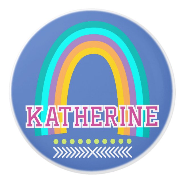 Rainbow Light Pastel Blue Ceramic Knob (Front)