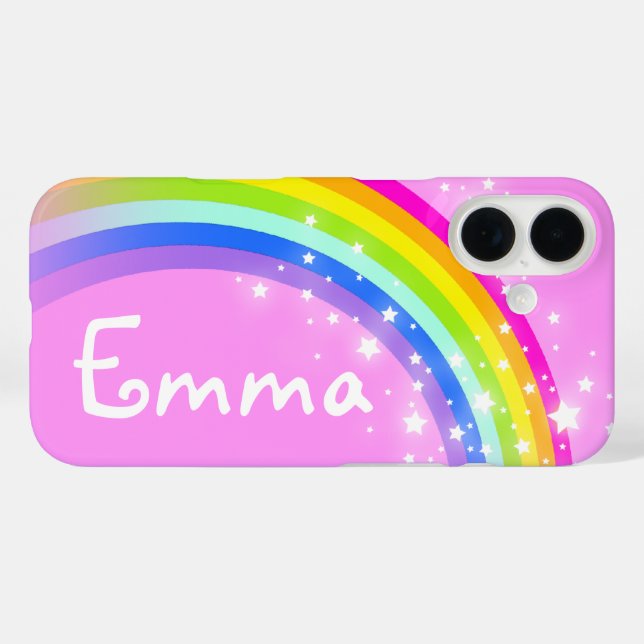 Rainbow light pink add your name phone case (Back (Horizontal))