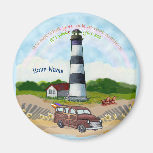 Rainbow Lighthouse Choice round Magnet