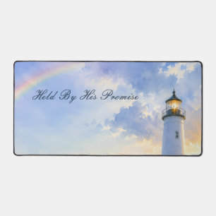 Rainbow Lighthouse Coastal Watercolor Desk Mat