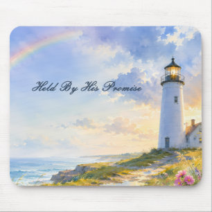 Rainbow Lighthouse Coastal Watercolor Mouse Mat