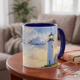 Rainbow Lighthouse Coastal Watercolor Mug