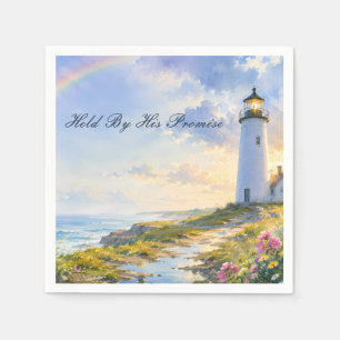 Rainbow Lighthouse Coastal Watercolor Napkin