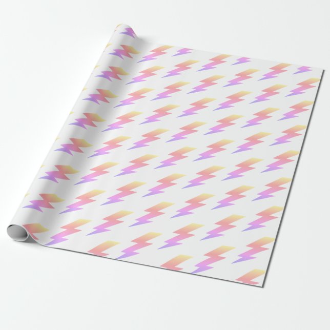 Rainbow Lightning Bolt Wrapping Paper (Unrolled)