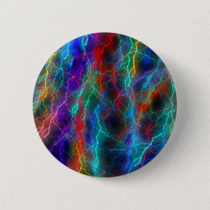 Rainbow Lightning Storm 6 Cm Round Badge