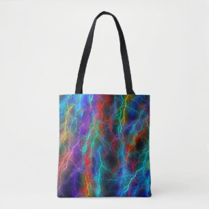 Rainbow Lightning Storm Tote Bag