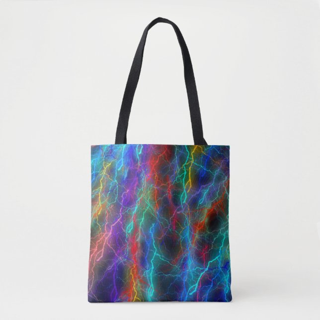Rainbow Lightning Storm Tote Bag (Front)