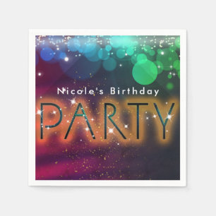 Rainbow Lights Sparkle Dance Club Birthday Party Napkin