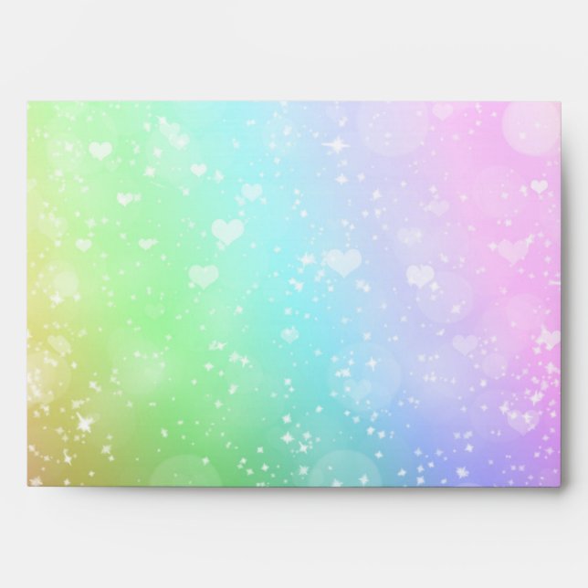 Rainbow Lights Sparkle Invitation Party Envelopes (Front)