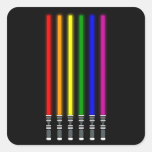 RAINBOW LIGHTSABER LGBT Pride Month LGBTQ Rainbow Square Sticker