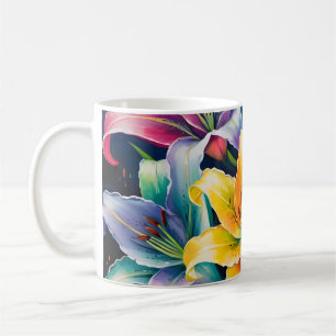 Rainbow lilies coffee mug
