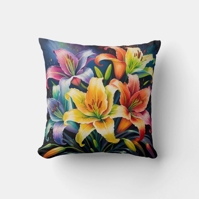 Rainbow lilies cushion (Front)