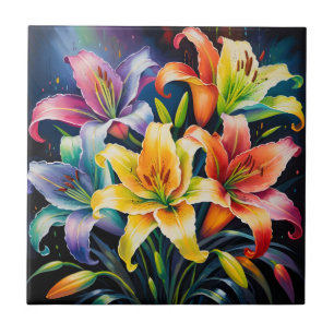 Rainbow lilies tile