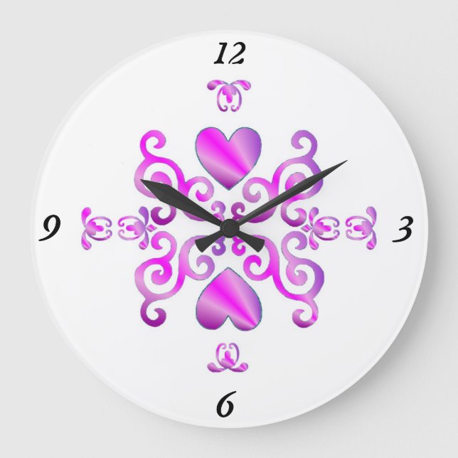 Rainbow Lily and Heart Large Clock (Front)