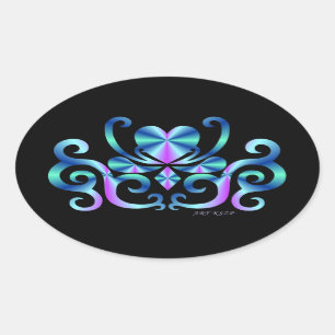 Rainbow Lily and Heart Oval Sticker