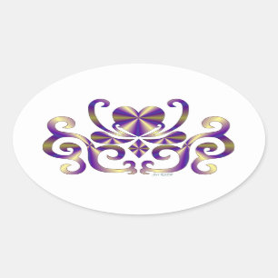 Rainbow Lily and Heart Oval Sticker
