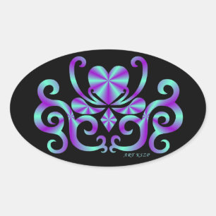 Rainbow Lily and Heart Oval Sticker