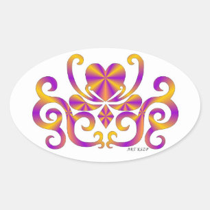 Rainbow Lily and Heart Oval Sticker