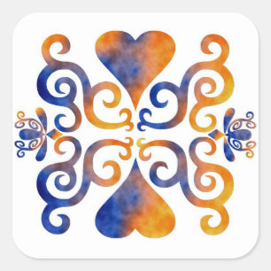 Rainbow Lily and Heart Square Sticker