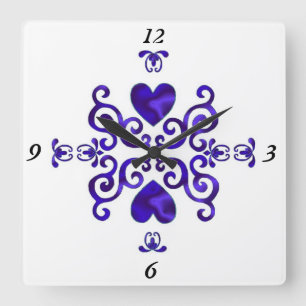 Rainbow Lily and Heart Square Wall Clock