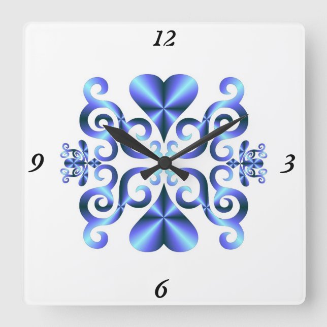 Rainbow Lily and Heart Square Wall Clock (Front)