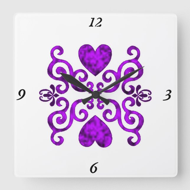 Rainbow Lily and Heart Square Wall Clock (Front)