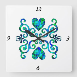 Rainbow Lily and Heart Square Wall Clock