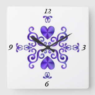 Rainbow Lily and Heart Square Wall Clock