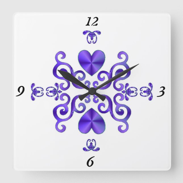 Rainbow Lily and Heart Square Wall Clock (Front)