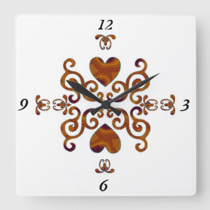 Rainbow Lily and Heart Square Wall Clock