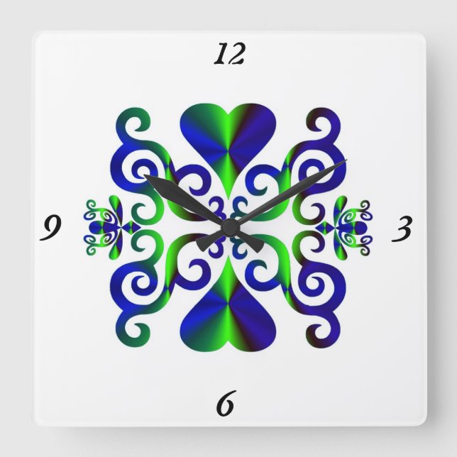 Rainbow Lily and Heart Square Wall Clock (Front)