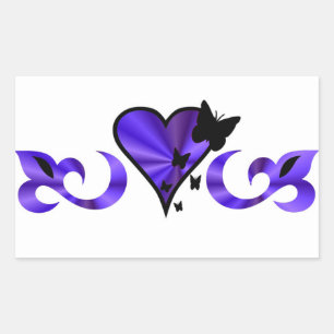 Rainbow Lily Heart and Butterfly Rectangular Sticker
